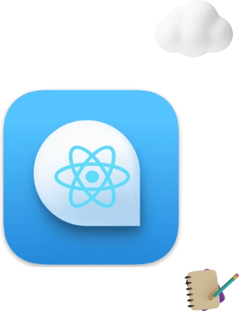 React Native icon used to indicate the blog that explains the benefits of React framework in Chatwoot Platform